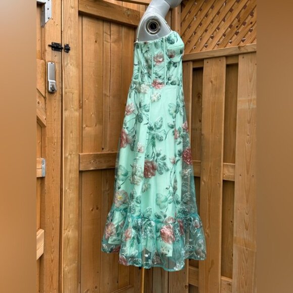 🆕 DRESS THE POPULATION 🧿 NWOT Lauren Floral Sequin Midi Dress, Sage - Sz L - Picture 5 of 15